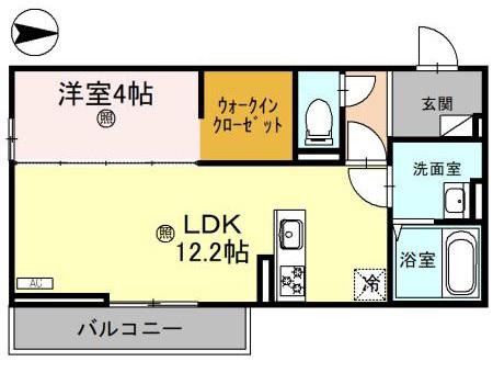 メゾンクレール瀬田北(1LDK/3階)の間取り写真
