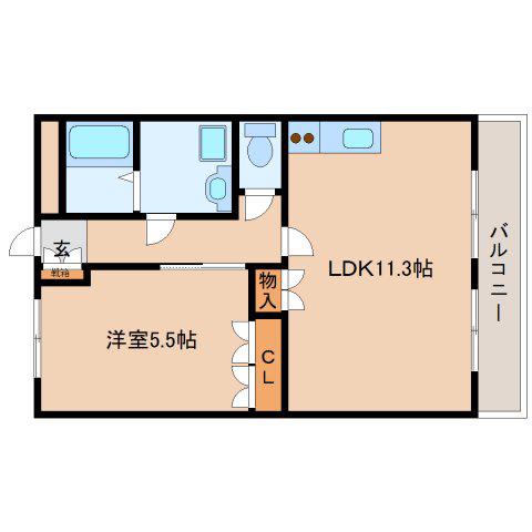 メゾン・酒屋辻(1LDK/2階)の間取り写真