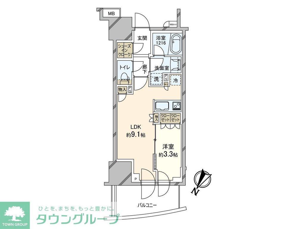 プラウド町屋(1LDK/6階)の間取り写真