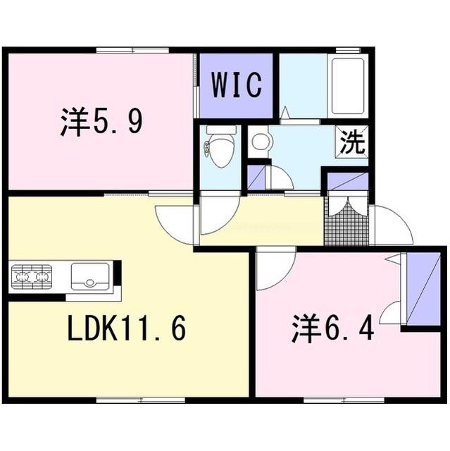 小田急江ノ島線 桜ケ丘駅 徒歩9分 2階建 築22年(2LDK/1階)の間取り写真