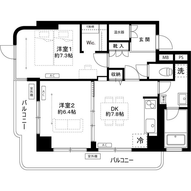 ホワイトパレス(2DK/6階)の間取り写真