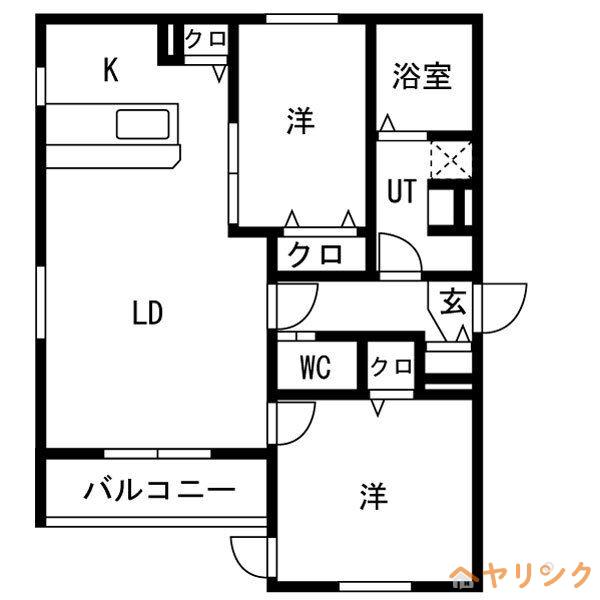 RUSCELLO守山(2LDK/1階)の間取り写真