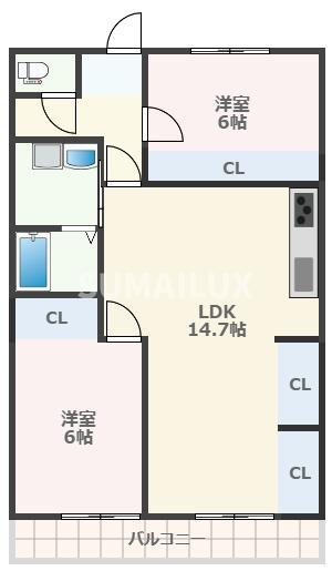 アペックスライフ千場壱番館(2LDK/1階)の間取り写真