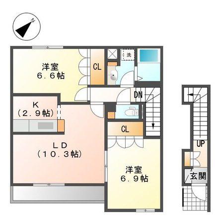 VILLA・FIRENZE A棟(2LDK/2階)の間取り写真
