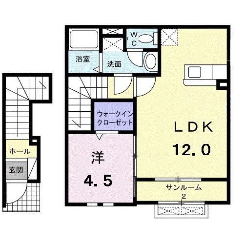 クラージュI(1LDK/2階)の間取り写真