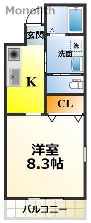 サンビレッジ府中(1K/2階)の間取り写真