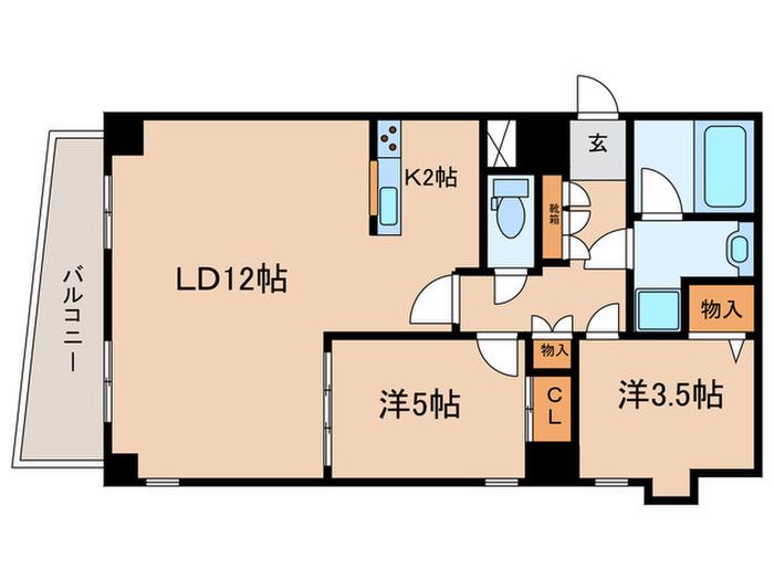 富士見坂プレイス(2LDK/3階)の間取り写真