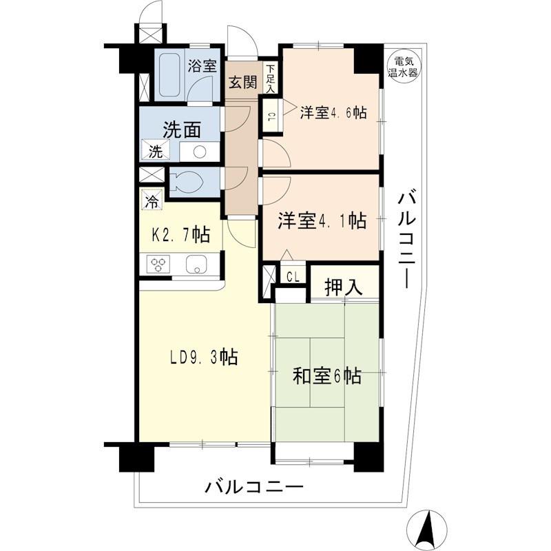 ライオンズマンション川越南古谷(3LDK/7階)の間取り写真