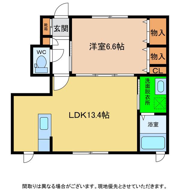 シャーメゾンジッカA・B(1LDK/1階)の間取り写真