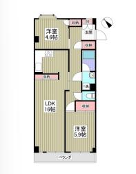 グランドマンション(2LDK/4階)の間取り写真