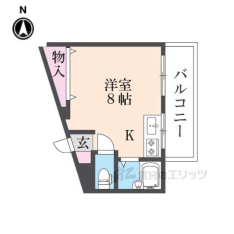 シャンテー招提(ワンルーム/2階)の間取り写真