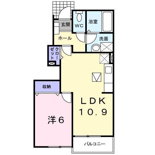 エクセレント(1LDK/1階)の間取り写真