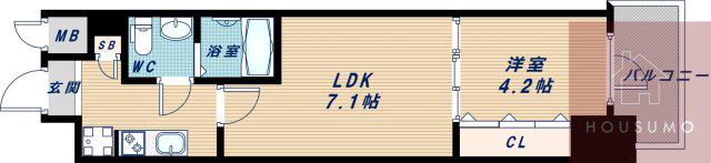 ファーストフィオーレ江坂公園(1LDK/9階)の間取り写真