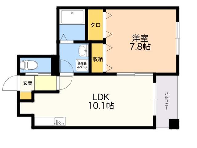 ラフィーネ博多駅前(1LDK/7階)の間取り写真