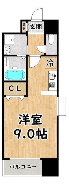 エクセレント上新18(ワンルーム/14階)の間取り写真