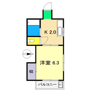 マンションタケシI(1K/3階)の間取り写真