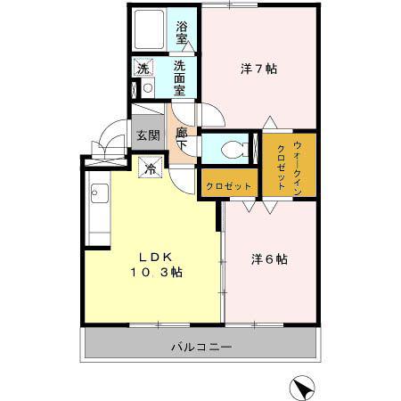 ブランルーチェ(2LDK/3階)の間取り写真