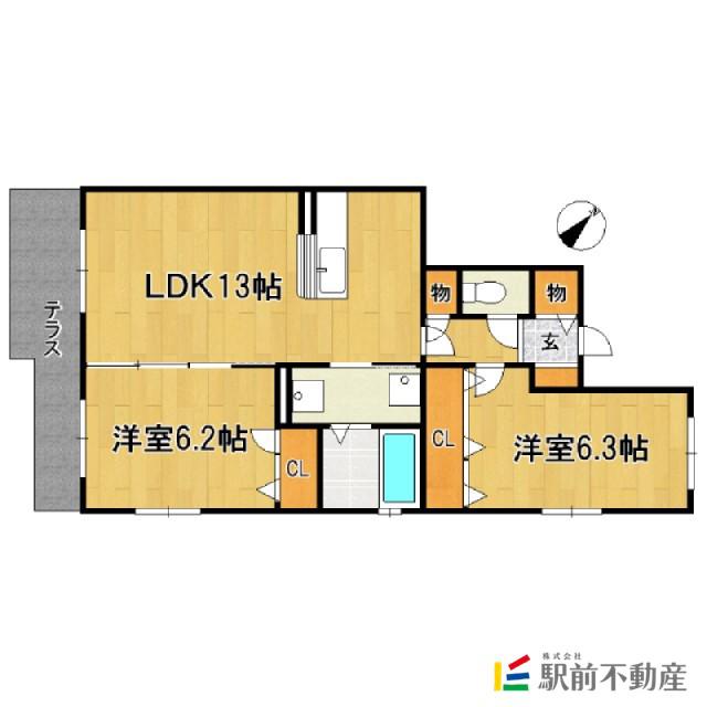 グランドール(2LDK/1階)の間取り写真