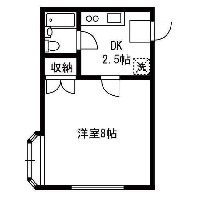 ユーハイツ(1K/2階)の間取り写真