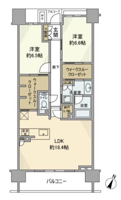 ドレッセWISEたまプラーザ(2LDK/9階)の間取り写真