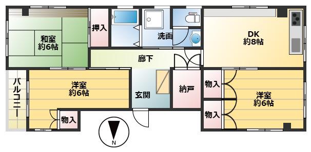 竹尾ビル(3DK/2階)の間取り写真