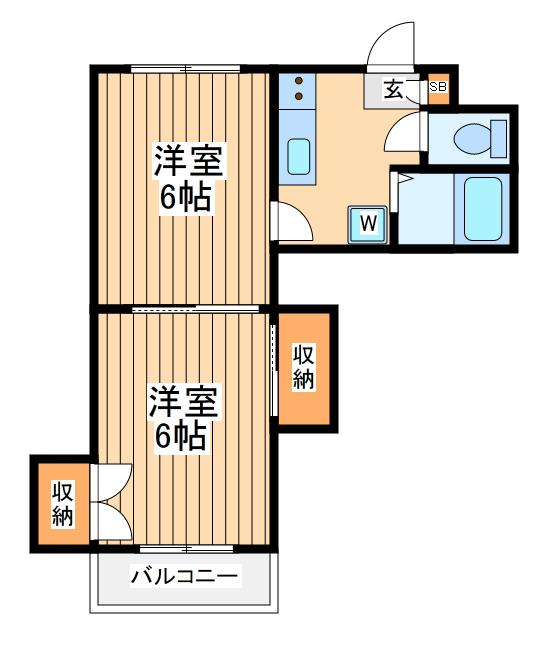 ブリックメゾン1号館(2K/4階)の間取り写真