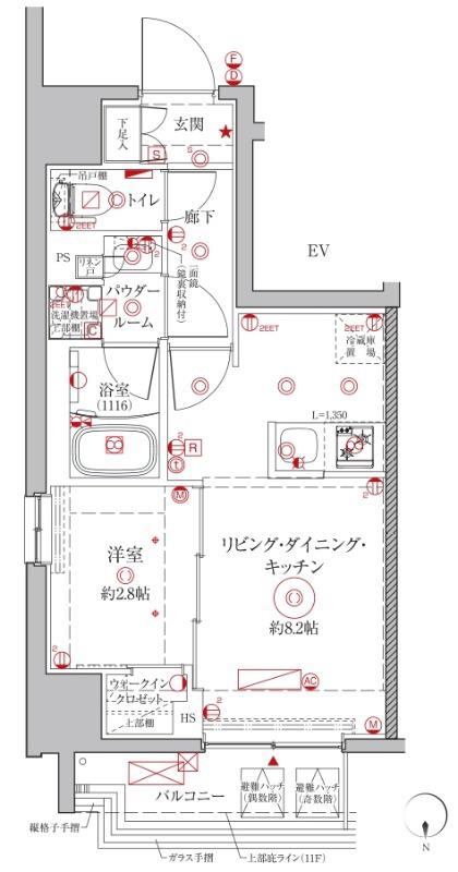 クレイシアIDZ鶴見(1LDK/7階)の間取り写真