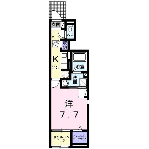 グラン ボヌール(1K/1階)の間取り写真
