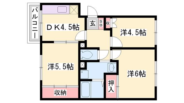 アリエンデ加茂(3DK/1階)の間取り写真