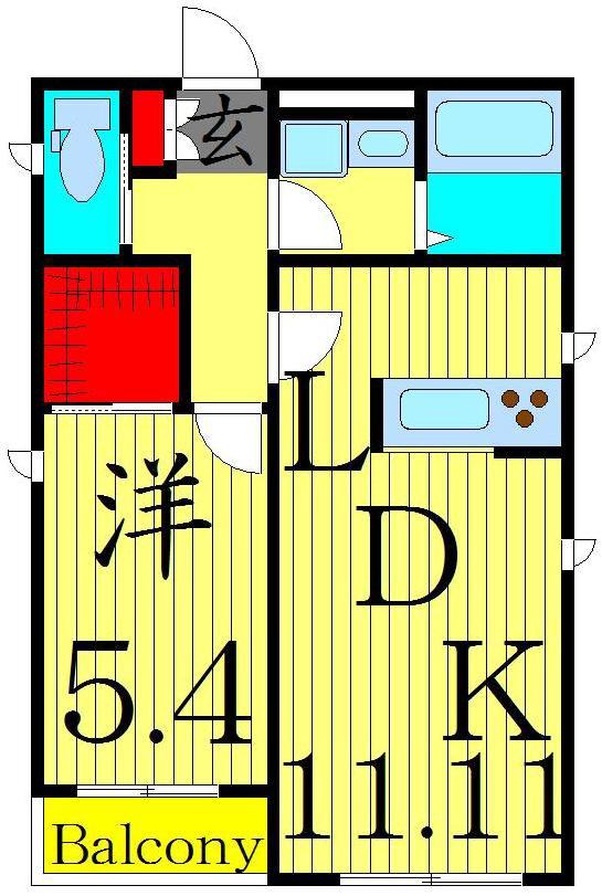 フローディア綾瀬(1LDK/2階)の間取り写真