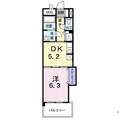 プリマヴェーラ(1DK/2階)の間取り写真