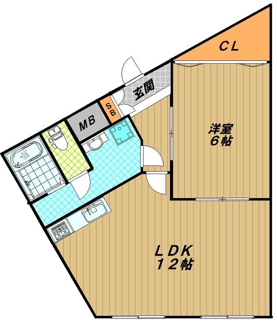 ラムール長田(1LDK/4階)の間取り写真