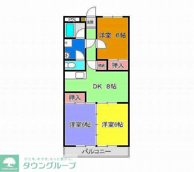 栄徳マンション306(3DK/3階)の間取り写真
