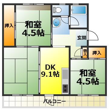光明台2号棟(3K/4階)の間取り写真