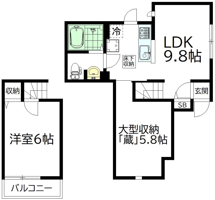 MARY TERRACE(1LDK/1階)の間取り写真