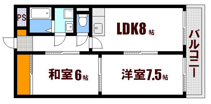 ル・クレール三篠(2LDK/4階)の間取り写真