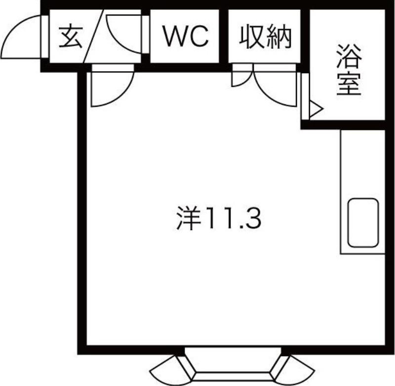 ユニビル(ワンルーム/2階)の間取り写真