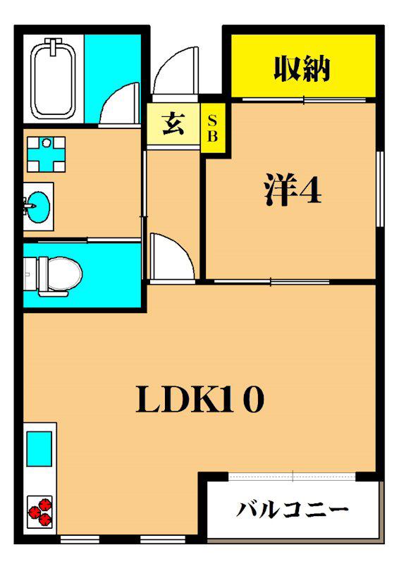 ユーズテラス(1LDK/2階)の間取り写真