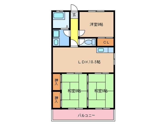 スカイヒルズ90(3LDK/3階)の間取り写真