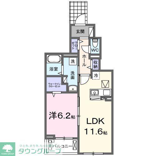 ボヌール・ド・コルザ(1LDK/1階)の間取り写真