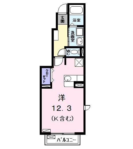 アモール(1K/1階)の間取り写真