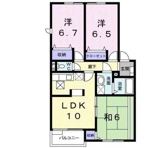 スプリングヒルズII(3LDK/2階)の間取り写真