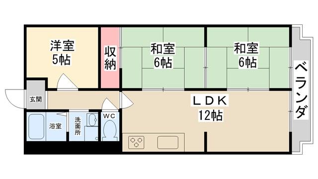 ドムール宝塚(3LDK/1階)の間取り写真