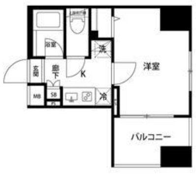 ルクレ錦糸町(1K/4階)の間取り写真