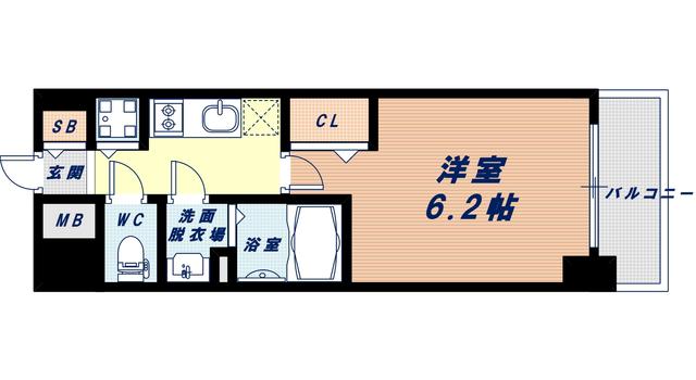 プレサンスOSAKA DOMECITYワンダー(1K/7階)の間取り写真