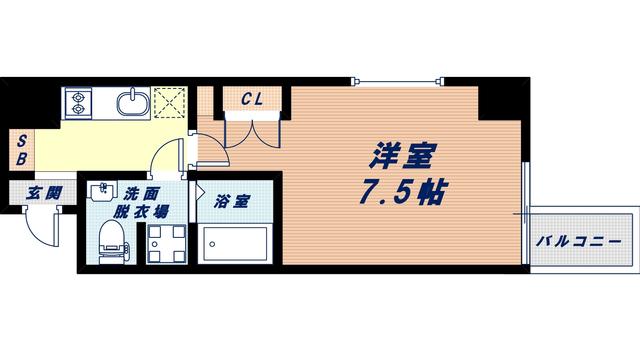アーデン京町堀イースト(1K/5階)の間取り写真
