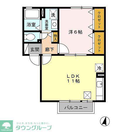 オリーヴ II(1LDK/1階)の間取り写真