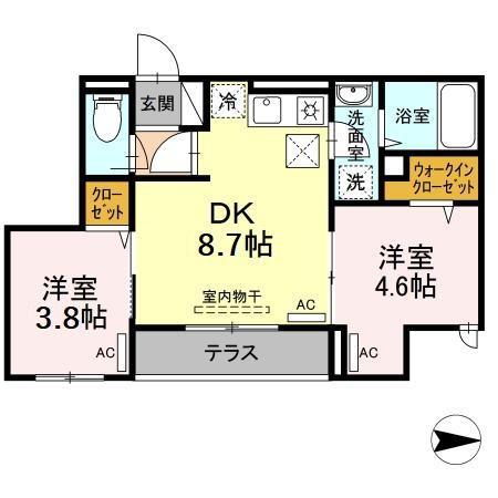 ラリュール小茂根(2DK/1階)の間取り写真