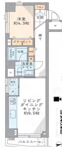 ライオンズマンション麻布十番コート(1DK/7階)の間取り写真