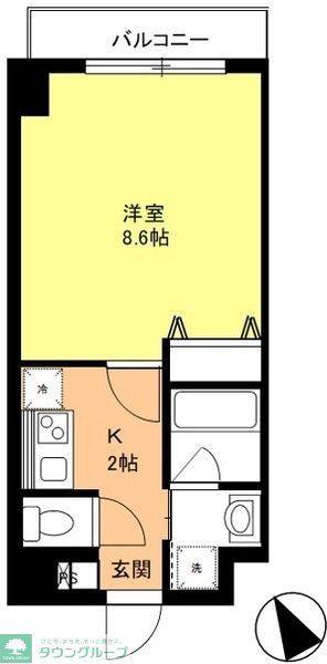 ヴァンクール(1K/1階)の間取り写真